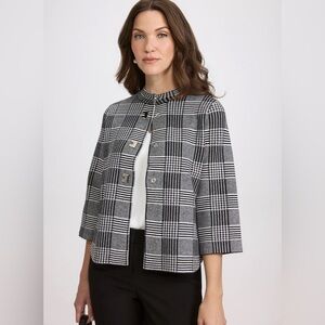 Laura Glen Check Swing Cardigan – Black & White (Size Small)